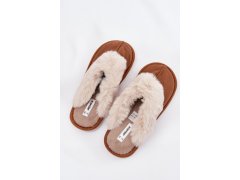 Ženské pantofle s kožešinou camel Carisse 6