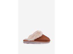 Ženské pantofle s kožešinou camel Carisse 7