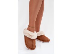 Dámské pantofle s kožíškem camel Delissa 1