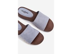 Dámské pantofle se zlatými sponami modré Ferinna 3