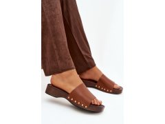 Dámské pantofle s přezkami camel Terissa 5