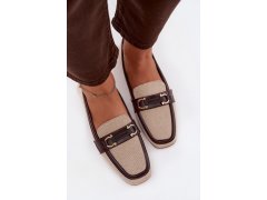 Dámské mokasyny loafersy s ozdobným prvkem hnědo-bežové Evelora 5