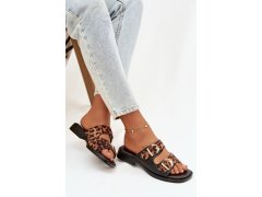 Dámské pantofle se zlatými sponami leoparda černo-hnědé Danelle 6