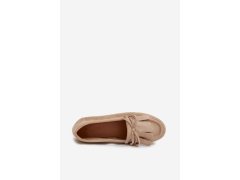 Dámské mokasíny s&nbsp;šněrováním a&nbsp;třásněmi béžové Glorina 6