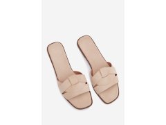 Dámské ploché sandály s řemínky eko semišové světle béžové Florane 3