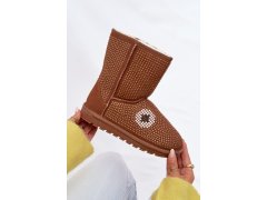 Zdobené vyšší zimní boty dámské camel Galivra 1