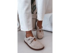 Kožené semišové dámské polobotky zazoo n1271 světle béžové 2