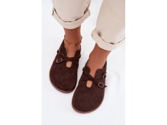 Kožené semišové dámské polobotky s pásky zazoo n1271 čokoládové 6