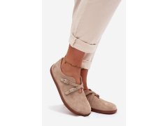 Kožené semišové polobotky barefoot dámské s pásky zazoo n1271 béžové 2