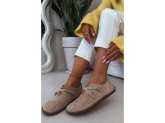 Kožené semišové polobotky barefoot dámské s pásky zazoo n1271 béžové 4