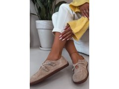 Kožené semišové polobotky barefoot dámské s pásky zazoo n1271 béžové 5