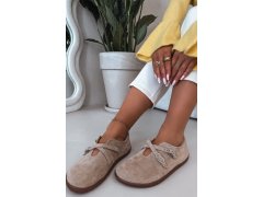 Kožené semišové polobotky barefoot dámské s pásky zazoo n1271 béžové 6