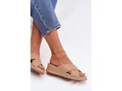 Zdobené dámské sandály na platformě z&nbsp;eko kůže béžové Calorissa 6