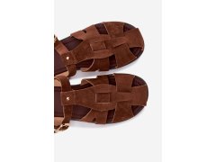 Dámské římské sandály ploché hnědé Belanessa 2