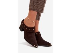 Semišové dámské sandály na podpatku d&a cr61-3059 čokoládové 1
