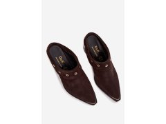 Semišové dámské sandály na podpatku d&a cr61-3059 čokoládové 2