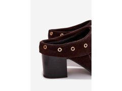Semišové dámské sandály na podpatku d&a cr61-3059 čokoládové 4