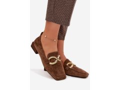 Dámské mokasíny z&nbsp;přírodního semiše zlatý detail d&a cr61-3115 hnědé 2