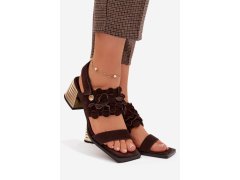 Semišové sandály na podpatku d&a cr61-3145 Čokoládové 2