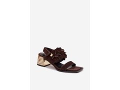 Semišové sandály na podpatku d&a cr61-3145 Čokoládové 3