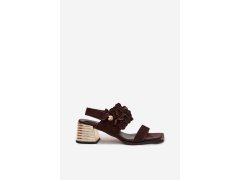 Semišové sandály na podpatku d&a cr61-3145 Čokoládové 7