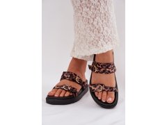 Dámské platformové sandály s pásky a zlatými sponami leopard Rirea 8