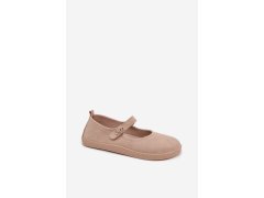 Kožené semišové baleríny barefoot s páskem zazoo 10206 béžové 4