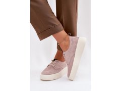 Semišové dámské polobotky na platformě vinceza 79605 béžové 2
