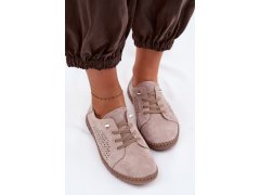 Větrané dámské polobotky z pravé semišové kůže béžové Feliva 5