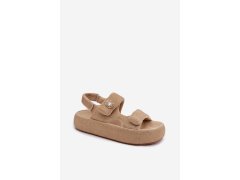 Ozdobené dámské sandály na platformě goe tt2n4101 béžové 4
