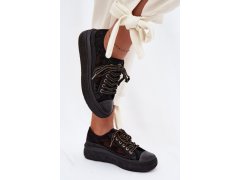 Dámské tenisky s krajkou na platformě lee cooper lcw-26-44-4479 Černé 6