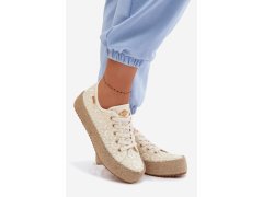 Krajkové tenisky espadryle na platformě lee cooper lcw-26-31-4328 Béžové 1