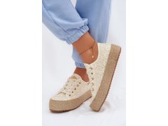 Krajkové tenisky espadryle na platformě lee cooper lcw-26-31-4328 Béžové 2