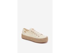 Krajkové tenisky espadryle na platformě lee cooper lcw-26-31-4328 Béžové 3