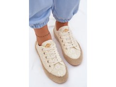 Krajkové tenisky espadryle na platformě lee cooper lcw-26-31-4328 Béžové 4