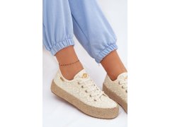 Krajkové tenisky espadryle na platformě lee cooper lcw-26-31-4328 Béžové 5