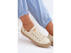 Krajkové tenisky espadryle na platformě lee cooper lcw-26-31-4328 Béžové 8