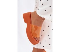 Dámské sandály na platformě s průhledným páskem oranžové Selestia 4