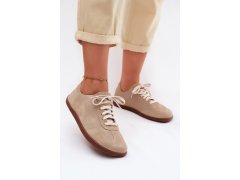 Kožené semišové dámské tenisky barefoot zazoo n1243 Béžové 1