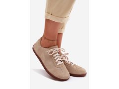 Kožené semišové dámské tenisky barefoot zazoo n1243 Béžové 2