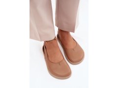 Kožené baleríny barefoot zazoo 10217 Cappucino 2