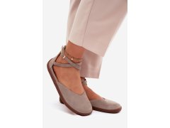 Semišové dámské baleríny barefoot s&nbsp;pásky zazoo 320 Cappuccino 1