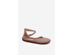 Semišové dámské baleríny barefoot s&nbsp;pásky zazoo 320 Cappuccino 4