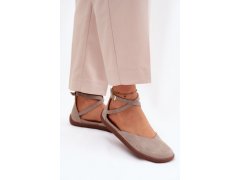 Semišové dámské baleríny barefoot s&nbsp;pásky zazoo 320 Cappuccino 6
