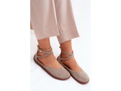 Semišové dámské baleríny barefoot s&nbsp;pásky zazoo 320 Cappuccino 7