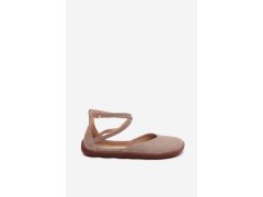 Semišové dámské baleríny barefoot s&nbsp;pásky zazoo 320 Cappuccino 8
