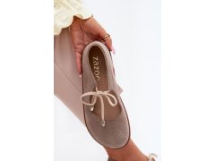 Kožené semišové baleríny barefoot na šněrování zazoo 021 Cappuccino 3
