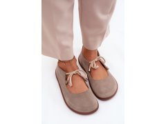 Kožené semišové baleríny barefoot na šněrování zazoo 021 Cappuccino 6