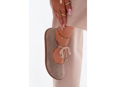 Kožené semišové baleríny barefoot na šněrování zazoo 021 Cappuccino 7