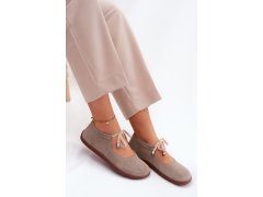 Kožené semišové baleríny barefoot na šněrování zazoo 021 Cappuccino 8